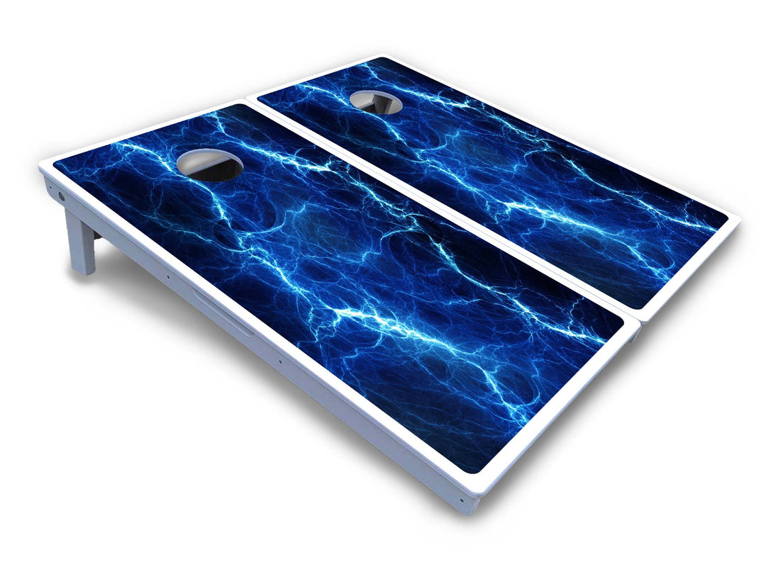 Blue & Green Lightning Cornhole Boards - All Weather Series