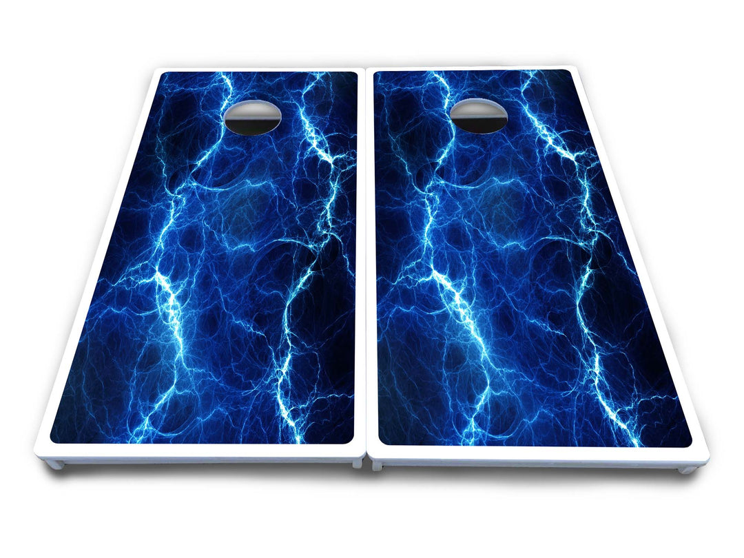 Blue & Green Lightning Cornhole Boards - All Weather Series