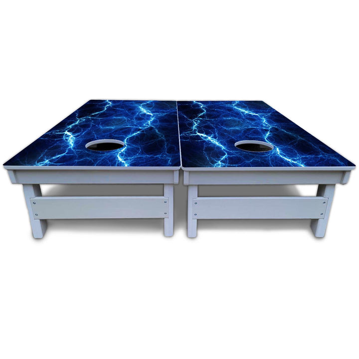 Blue & Green Lightning Cornhole Boards - All Weather Series