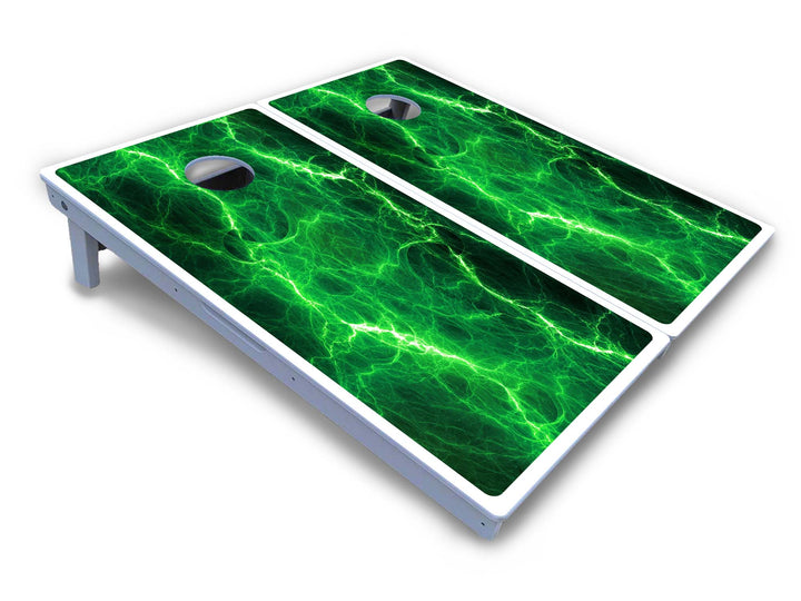 Blue & Green Lightning Cornhole Boards - All Weather Series