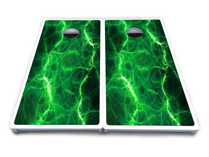 Blue & Green Lightning Cornhole Boards - All Weather Series