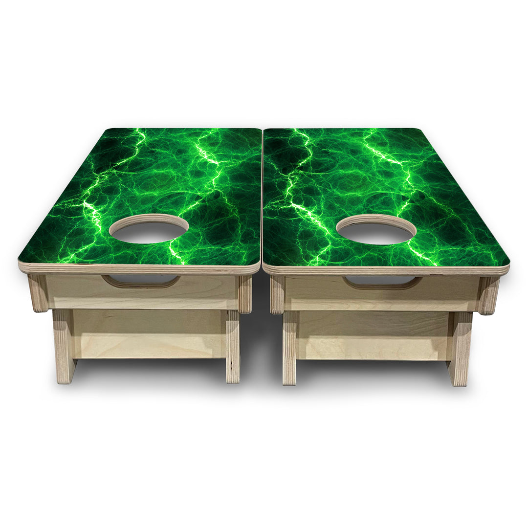 Mini Cornhole Boards - Blue & Green Lightning