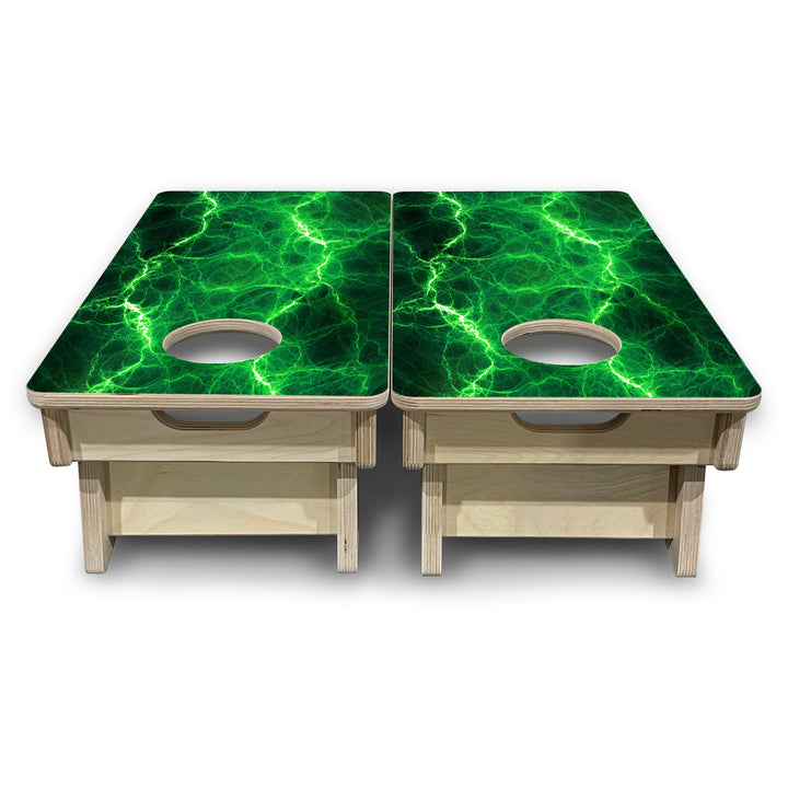 Mini Cornhole Boards - Blue & Green Lightning
