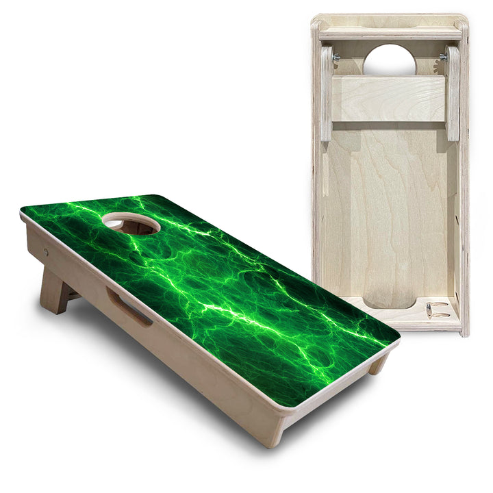 Mini Cornhole Boards - Blue & Green Lightning