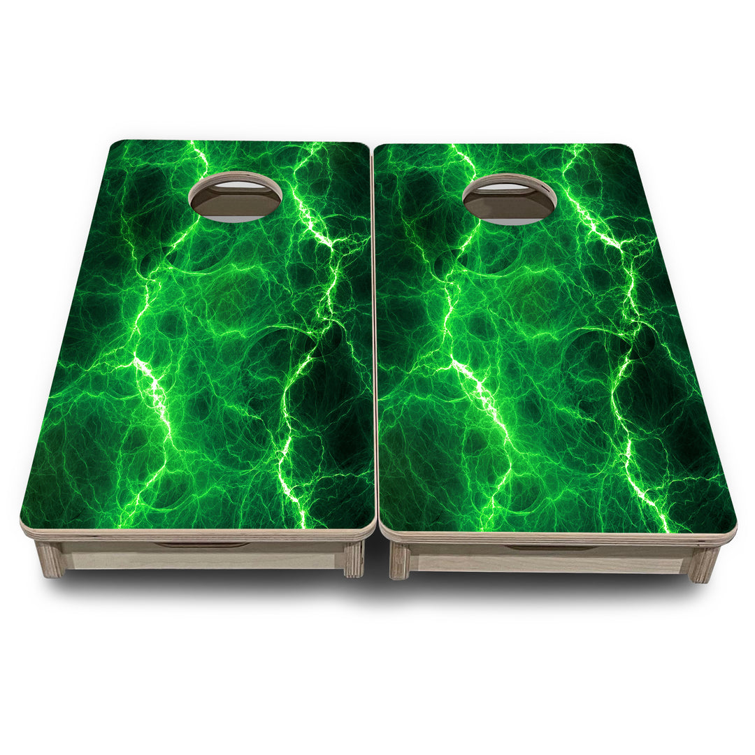 Mini Cornhole Boards - Blue & Green Lightning
