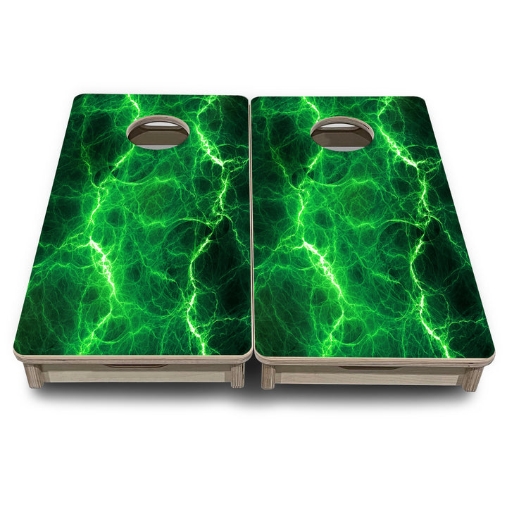Mini Cornhole Boards - Blue & Green Lightning