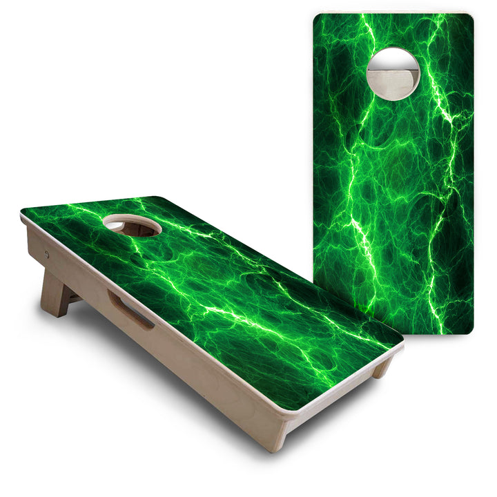 Mini Cornhole Boards - Blue & Green Lightning