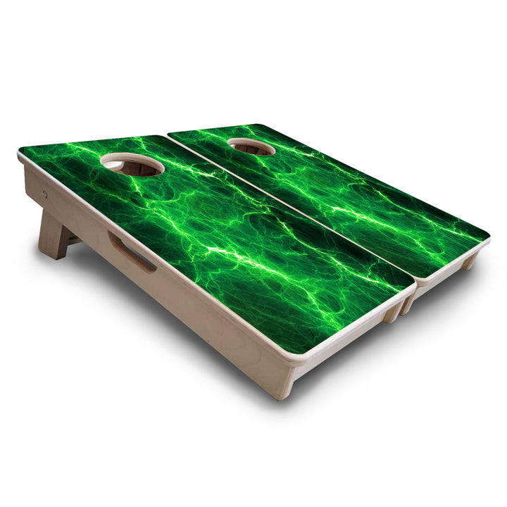 Mini Cornhole Boards - Blue & Green Lightning