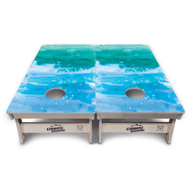Blue-Green Paint Look Cornhole Boards – Tournament Series