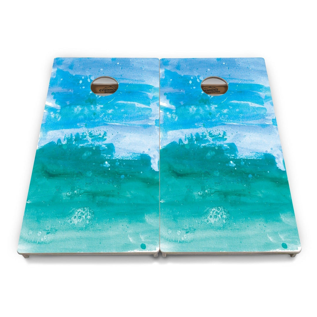 Blue-Green Paint Look Cornhole Boards – Tournament Series