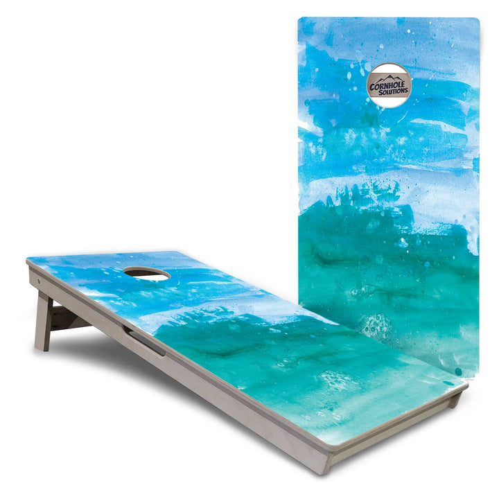 Blue-Green Paint Look Cornhole Boards – Tournament Series