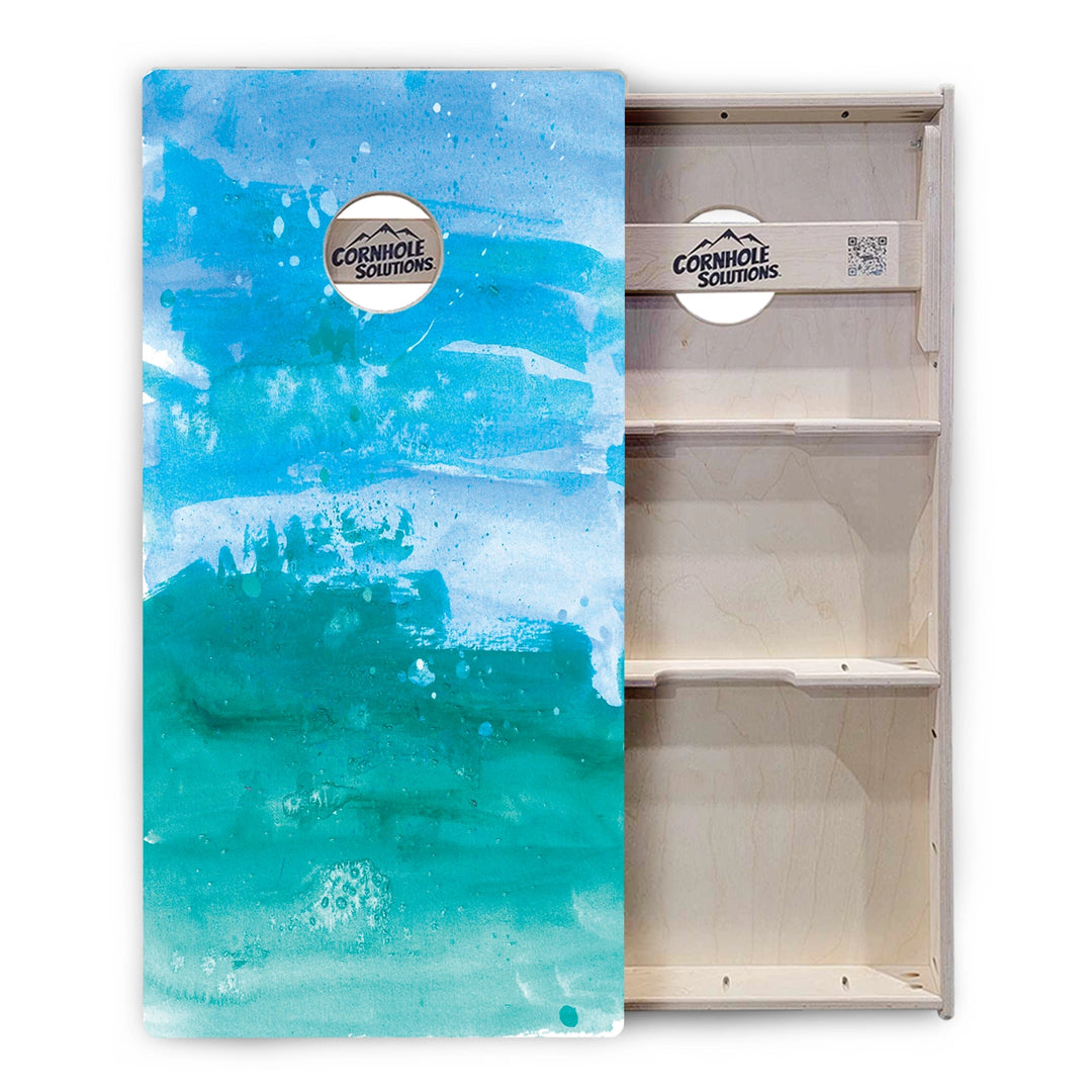 Blue-Green Paint Look Cornhole Boards – Tournament Series
