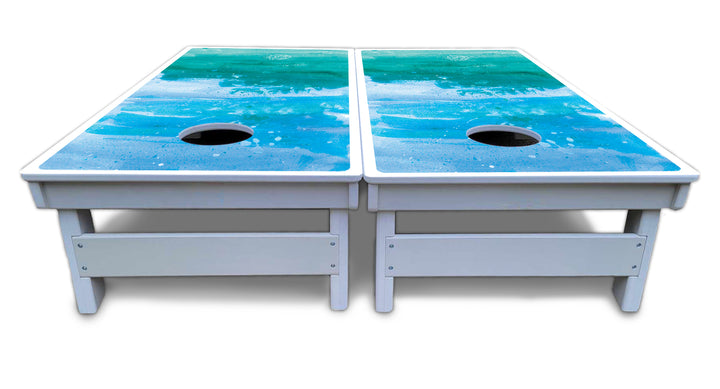 Blue Green Paint Cornhole Boards - All Weather Series