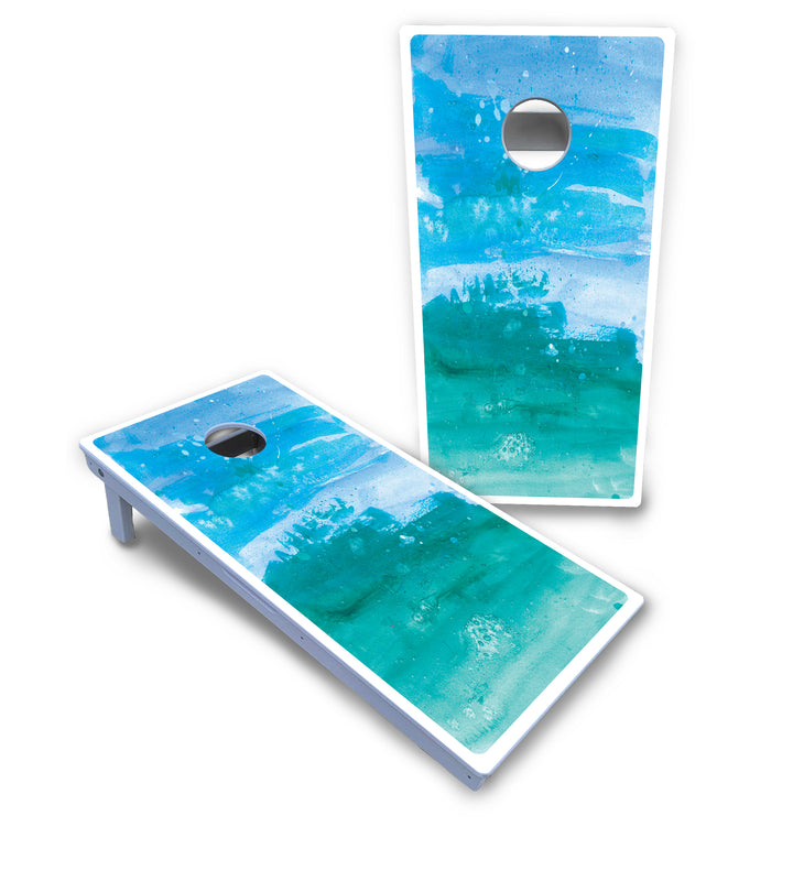 Blue Green Paint Cornhole Boards - All Weather Series