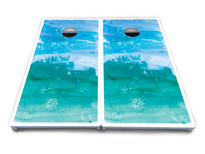 Blue Green Paint Cornhole Boards - All Weather Series