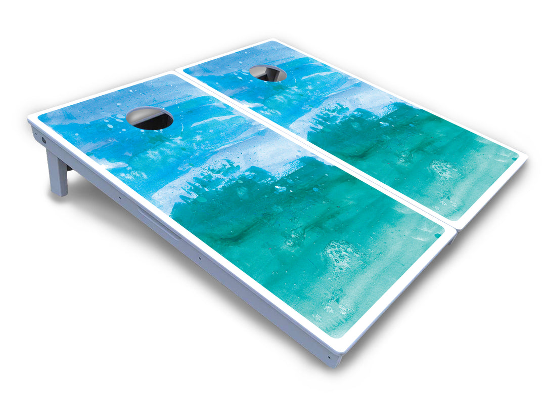 Blue Green Paint Cornhole Boards - All Weather Series