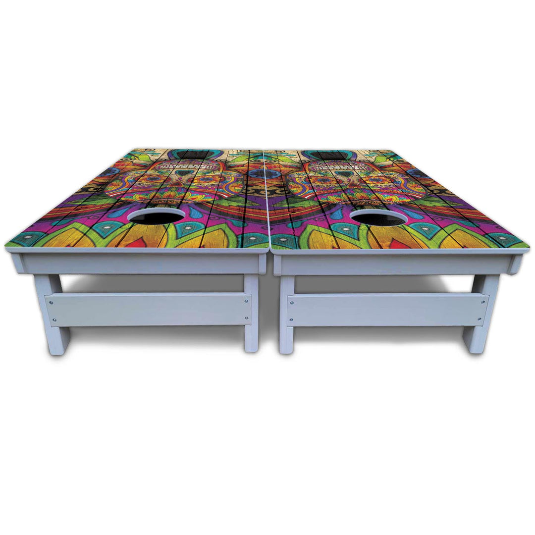 Sugar Skull Cornhole Boards - All Weather Series - Colorful