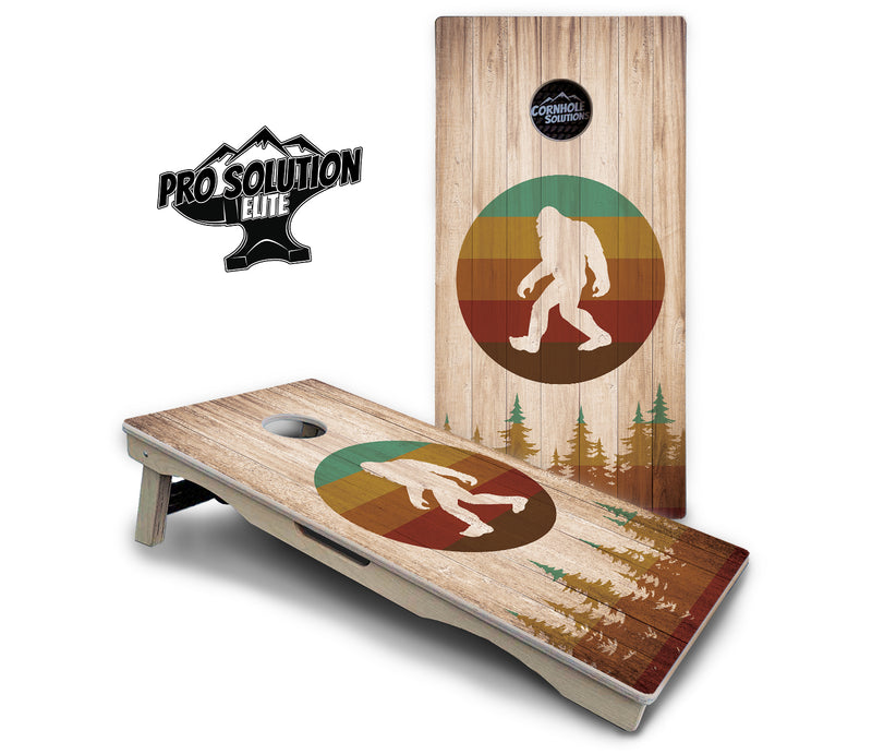 Pro Solution Elite - Bigfoot Circle Design - Professional Tournament Cornhole Boards 3/4" Baltic Birch - Zero Bounce Zero Movement Vertical Interlocking Braces for Extra Weight & Stability +Double Thick Legs +Airmail Blocker