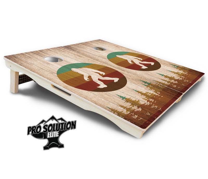 Pro Solution Elite - Bigfoot Circle Design - Professional Tournament Cornhole Boards 3/4" Baltic Birch - Zero Bounce Zero Movement Vertical Interlocking Braces for Extra Weight & Stability +Double Thick Legs +Airmail Blocker