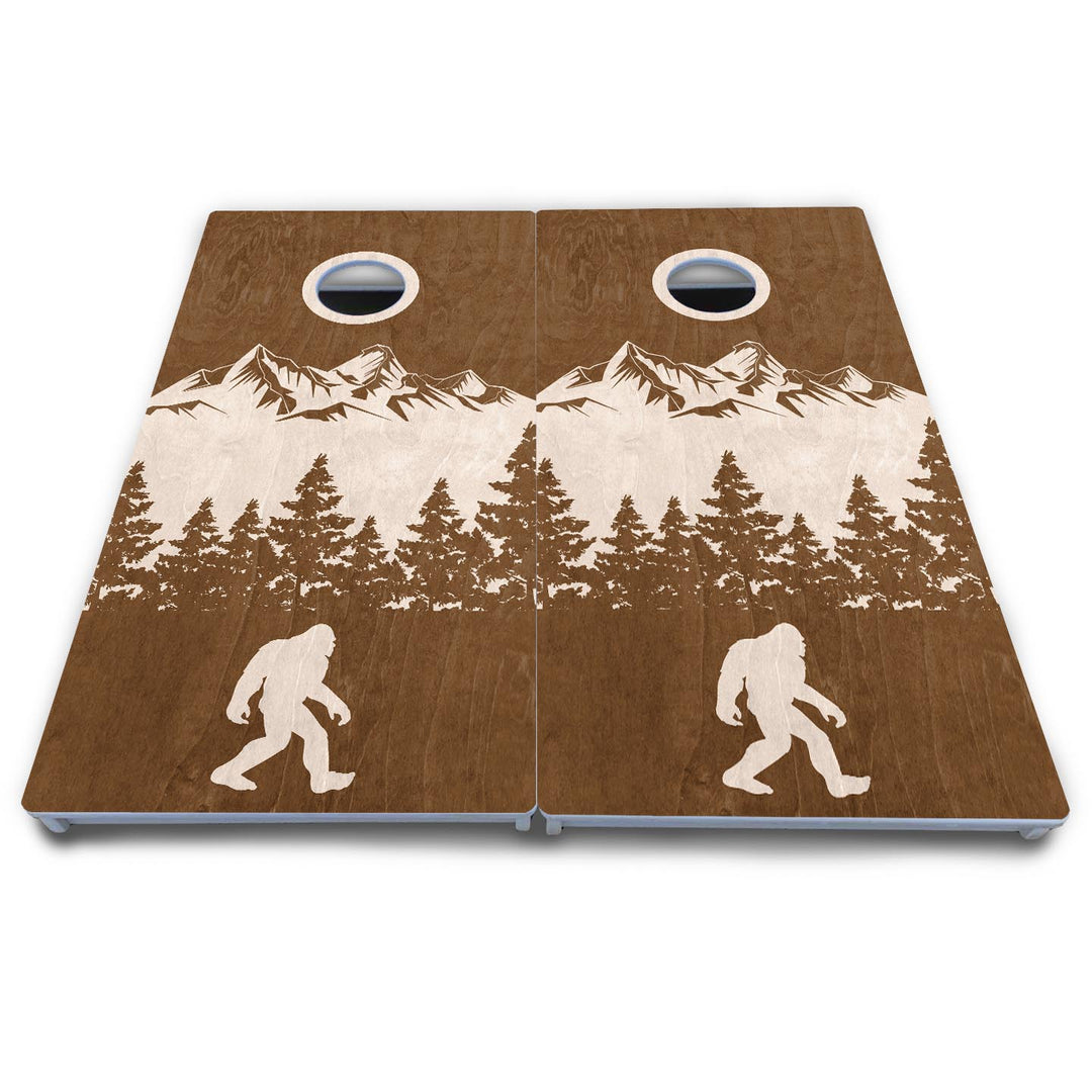 Bigfoot Mountain Scene Cornhole Boards - All Weather Series
