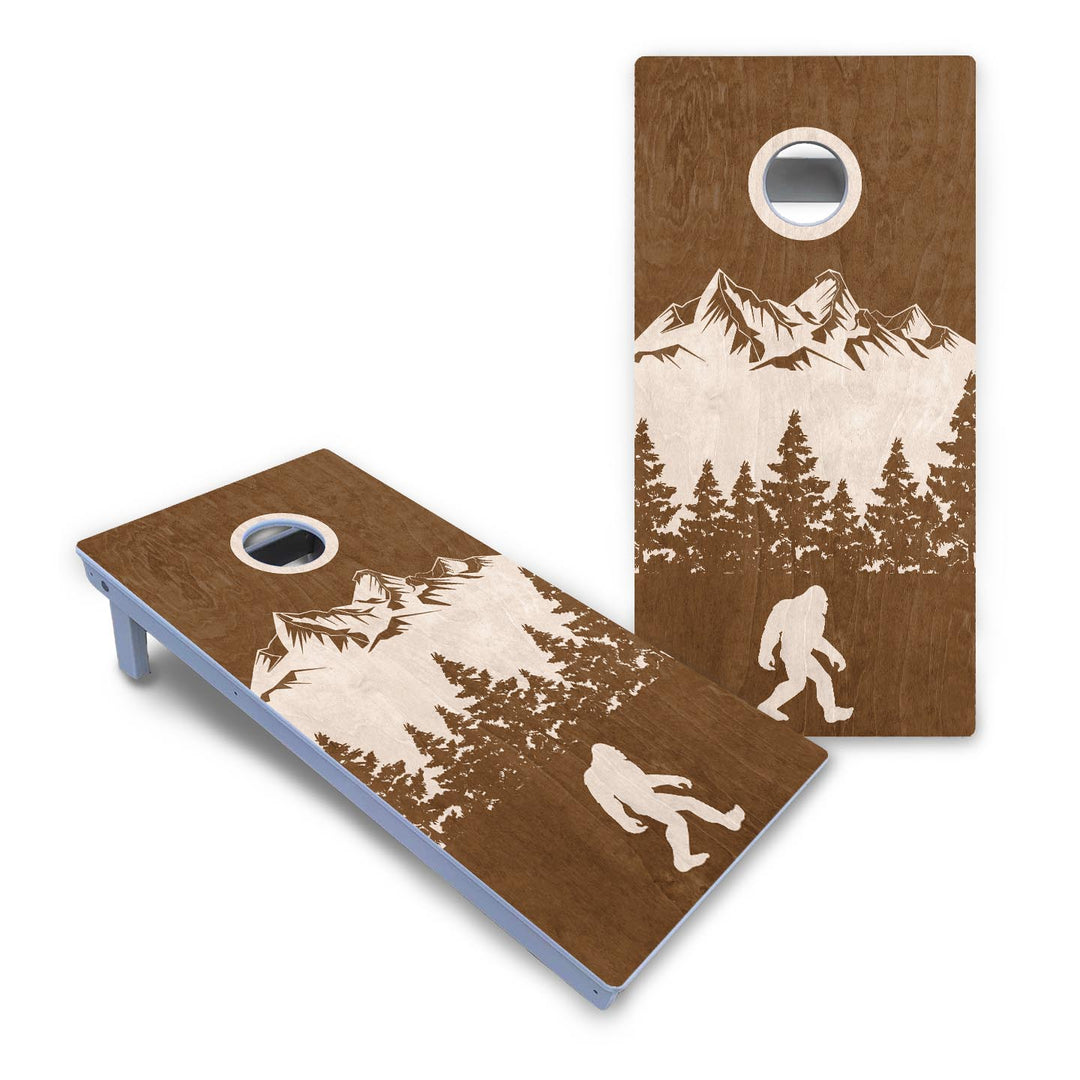 Bigfoot Mountain Scene Cornhole Boards - All Weather Series