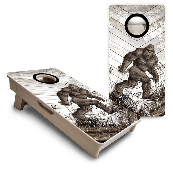 Mini Cornhole 12"x24" Boards - 4" holes - Bigfoot Whitewash Black Hole - 3/4″ Baltic Birch