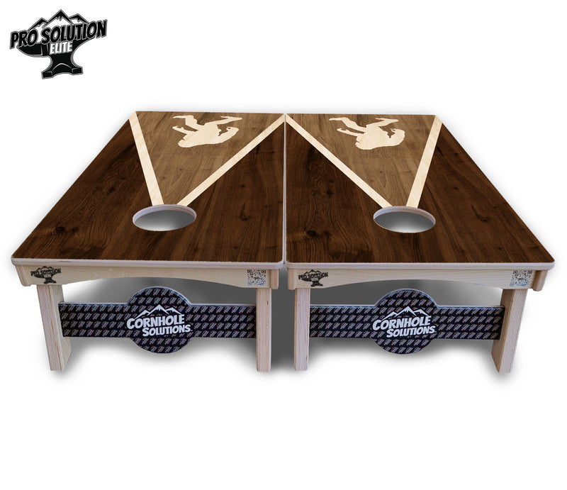 Pro Solution Elite - Bigfoot Triangle Design - Professional Tournament Cornhole Boards 3/4" Baltic Birch - Zero Bounce Zero Movement Vertical Interlocking Braces for Extra Weight & Stability +Double Thick Legs +Airmail Blocker