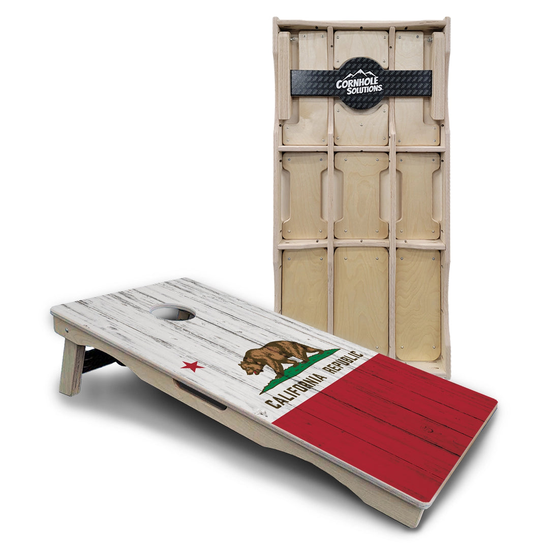 Rustic California Flag Cornhole Boards – Pro Lite or Pro Elite