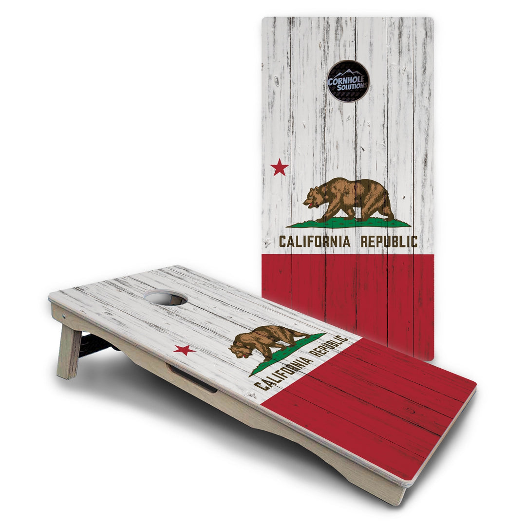 Rustic California Flag Cornhole Boards – Pro Lite or Pro Elite