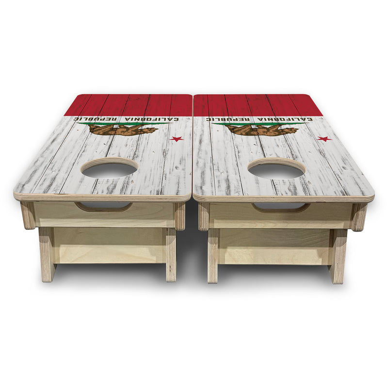 Mini Cornhole 12"x24" Boards - 4" holes - California Flag - 3/4″ Baltic Birch