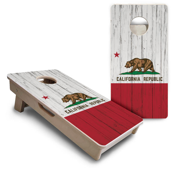 Mini Cornhole 12"x24" Boards - 4" holes - California Flag - 3/4″ Baltic Birch