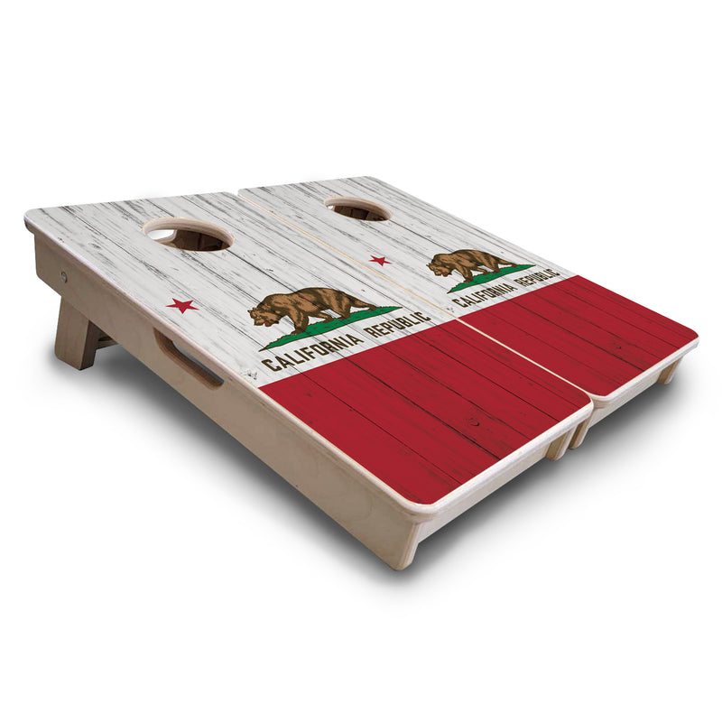 Mini Cornhole 12"x24" Boards - 4" holes - California Flag - 3/4″ Baltic Birch