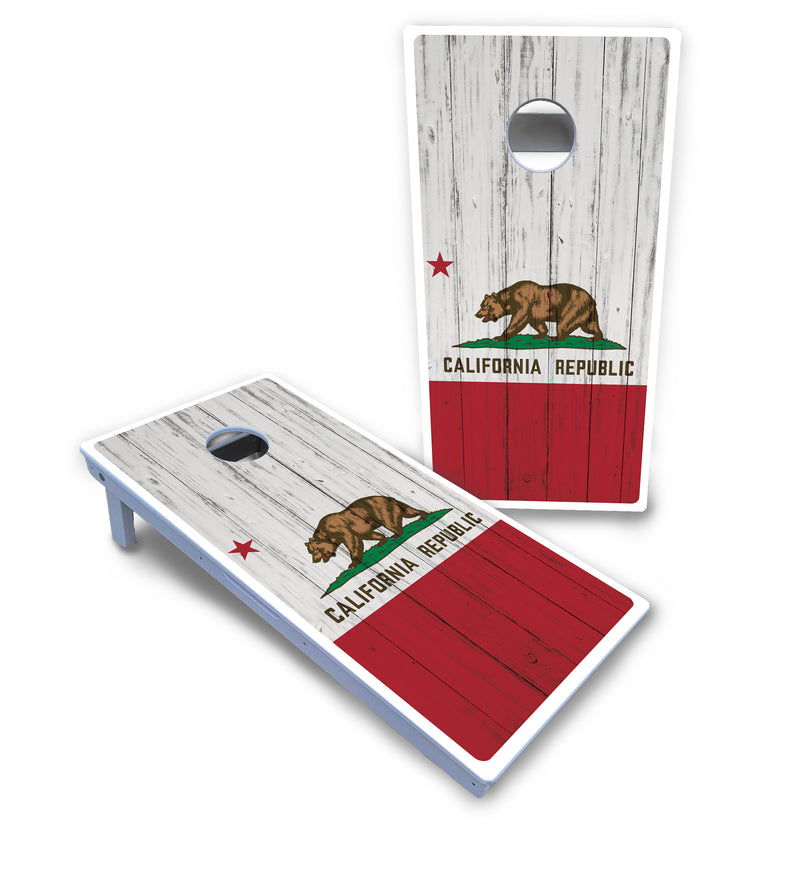 Waterproof - California Flag - All Weather Boards "Outdoor Solution" 18mm(3/4")Direct UV Printed - Regulation 2' by 4' Cornhole Boards (Set of 2 Boards) Double Thick Legs, with Leg Brace & Dual Support Braces!