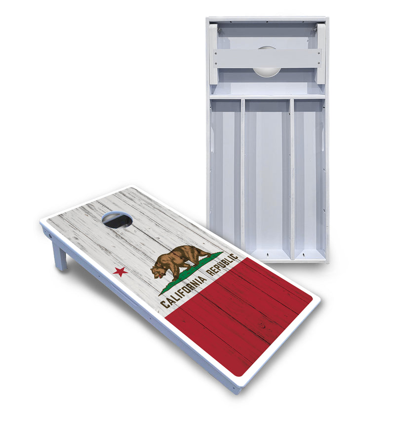 Waterproof - California Flag - All Weather Boards "Outdoor Solution" 18mm(3/4")Direct UV Printed - Regulation 2' by 4' Cornhole Boards (Set of 2 Boards) Double Thick Legs, with Leg Brace & Dual Support Braces!