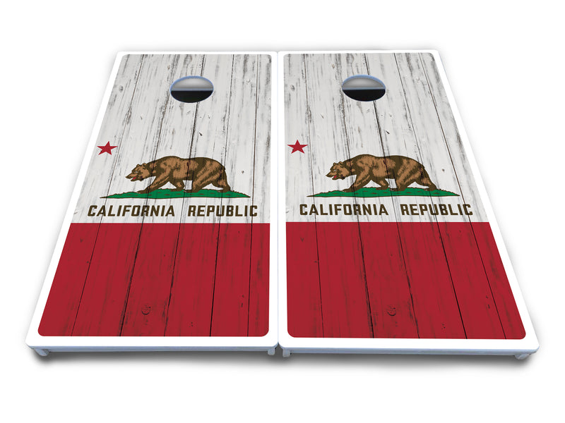 Waterproof - California Flag - All Weather Boards "Outdoor Solution" 18mm(3/4")Direct UV Printed - Regulation 2' by 4' Cornhole Boards (Set of 2 Boards) Double Thick Legs, with Leg Brace & Dual Support Braces!