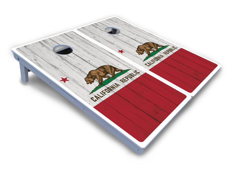 Waterproof - California Flag - All Weather Boards "Outdoor Solution" 18mm(3/4")Direct UV Printed - Regulation 2' by 4' Cornhole Boards (Set of 2 Boards) Double Thick Legs, with Leg Brace & Dual Support Braces!