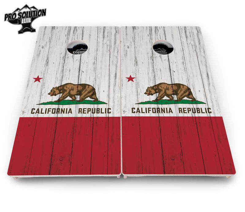 Pro Solution Elite - California Flag - Professional Tournament Cornhole Boards 3/4" Baltic Birch - Zero Bounce Zero Movement Vertical Interlocking Braces for Extra Weight & Stability +Double Thick Legs +Airmail Blocker