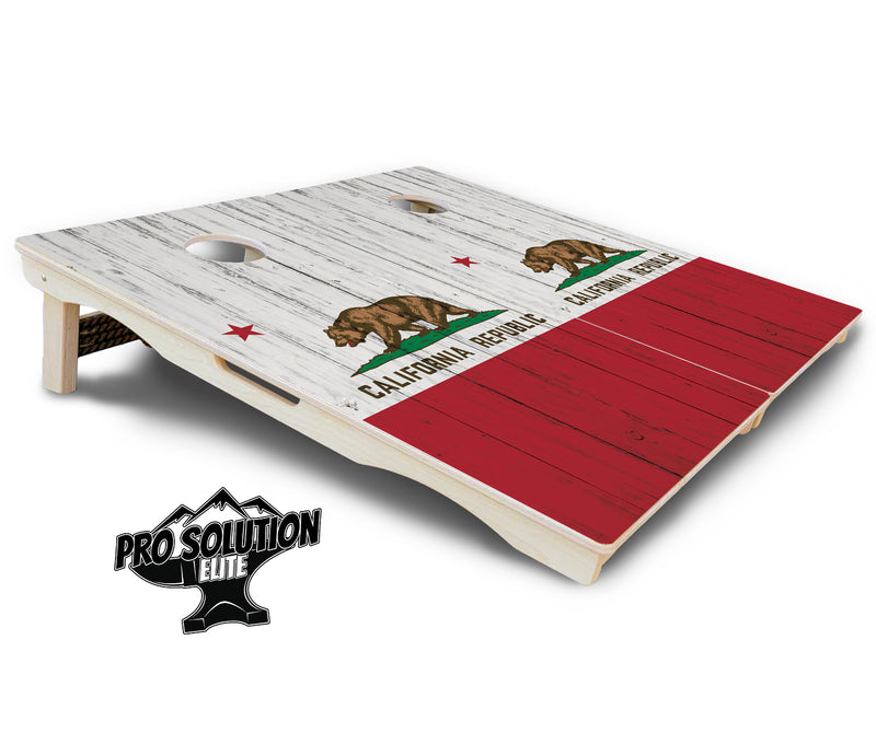 Pro Solution Elite - California Flag - Professional Tournament Cornhole Boards 3/4" Baltic Birch - Zero Bounce Zero Movement Vertical Interlocking Braces for Extra Weight & Stability +Double Thick Legs +Airmail Blocker