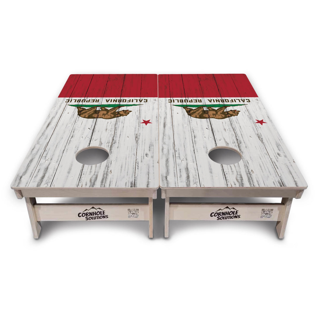Rustic California Flag Cornhole Boards – Tournament Series