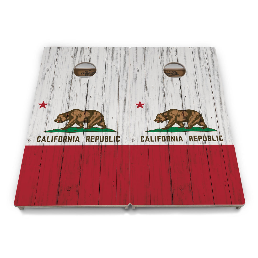 Rustic California Flag Cornhole Boards – Tournament Series