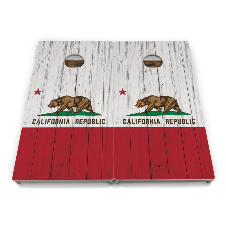 Rustic California Flag Cornhole Boards – Tournament Series