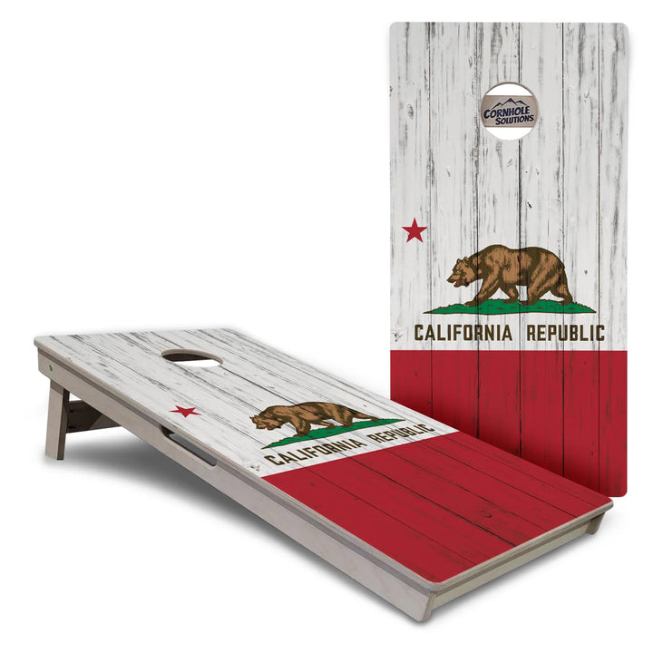 Rustic California Flag Cornhole Boards – Tournament Series