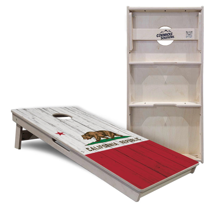 Rustic California Flag Cornhole Boards – Tournament Series