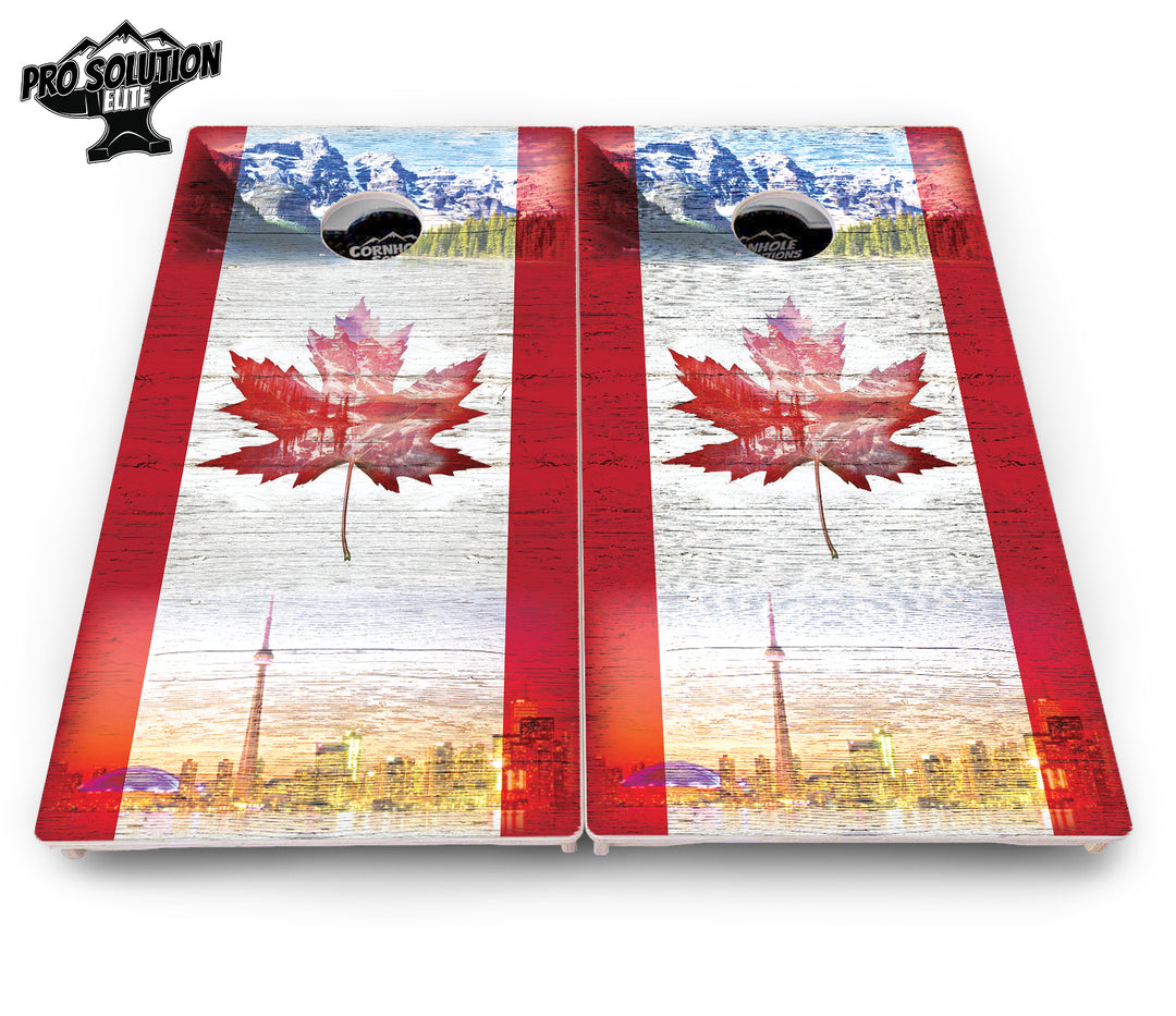 Canadian Mountain Scene Cornhole Boards - Pro Solution Elite Series