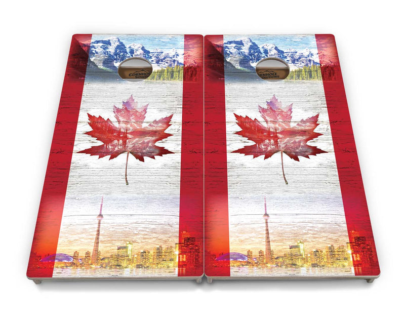 Tournament Boards - Canada Mountain Scene - Professional Tournament 2'x4' Regulation Cornhole Set - 3/4″ Baltic Birch + UV Direct Print + UV Clear Coat