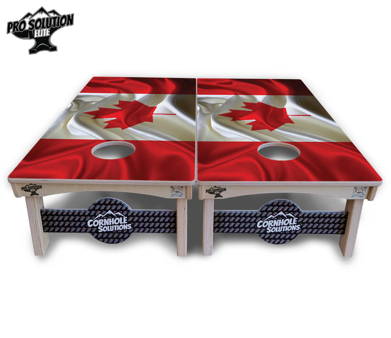 Pro Solution Elite - Wavy Canadian Flag - Professional Tournament Cornhole Boards 3/4" Baltic Birch - Zero Bounce Zero Movement Vertical Interlocking Braces for Extra Weight & Stability +Double Thick Legs +Airmail Blocker