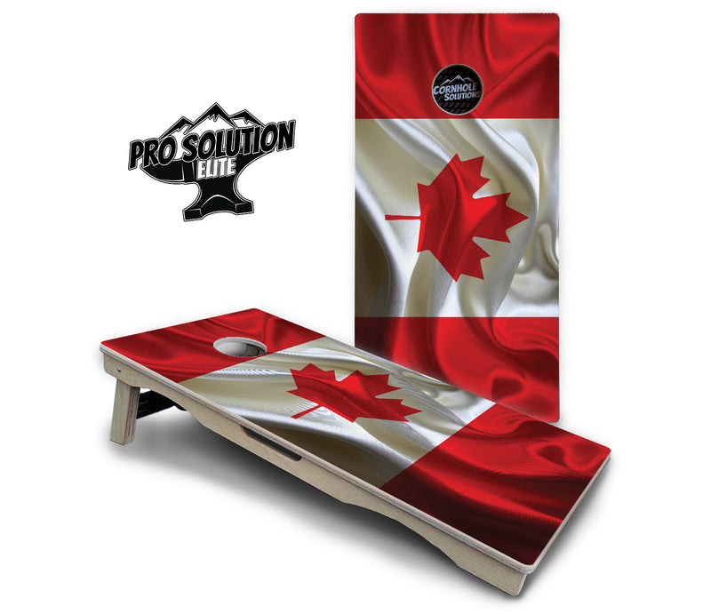 Pro Solution Elite - Wavy Canadian Flag - Professional Tournament Cornhole Boards 3/4" Baltic Birch - Zero Bounce Zero Movement Vertical Interlocking Braces for Extra Weight & Stability +Double Thick Legs +Airmail Blocker