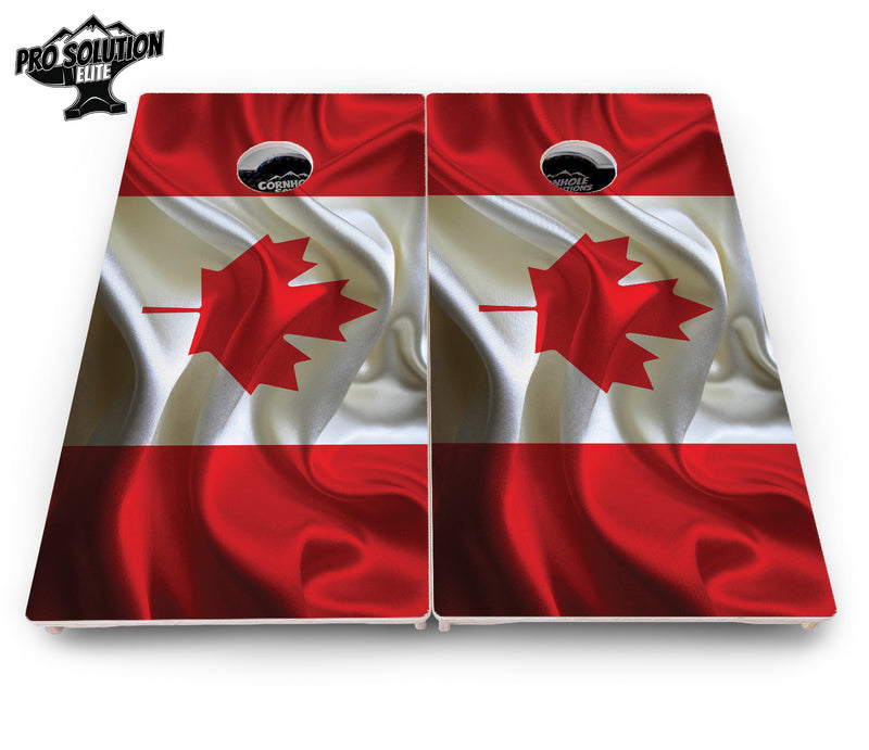 Pro Solution Elite - Wavy Canadian Flag - Professional Tournament Cornhole Boards 3/4" Baltic Birch - Zero Bounce Zero Movement Vertical Interlocking Braces for Extra Weight & Stability +Double Thick Legs +Airmail Blocker