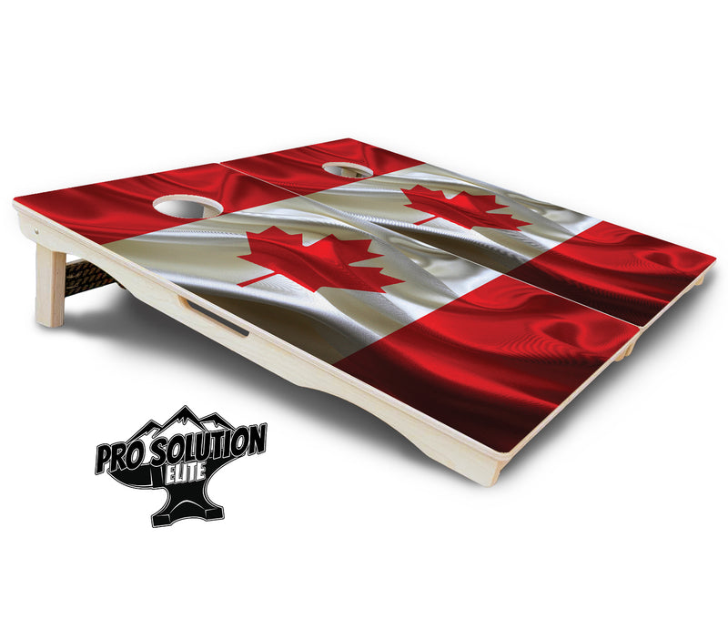 Pro Solution Elite - Wavy Canadian Flag - Professional Tournament Cornhole Boards 3/4" Baltic Birch - Zero Bounce Zero Movement Vertical Interlocking Braces for Extra Weight & Stability +Double Thick Legs +Airmail Blocker