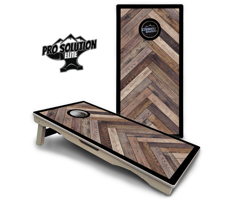 Pro Solution Elite - Herringbone w/Border Options - Professional Tournament Cornhole Boards 3/4" Baltic Birch - Zero Bounce Zero Movement Vertical Interlocking Braces for Extra Weight & Stability +Double Thick Legs +Airmail Blocker